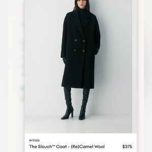 NWT aritzia slouch coat camel wool in black size medium tall